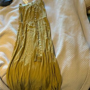 Mustard western strapless flowy dress